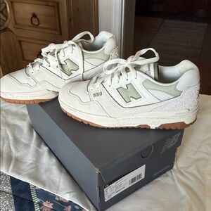 New Balance Cream and Green Sneakers